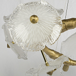 Люстра подвесная круглая с ветвистыми бронзовыми элементами и стеклянными рифлеными дисками Textured Glass Chandelier варинант исполнения - 4 | Loft Concept в Москве