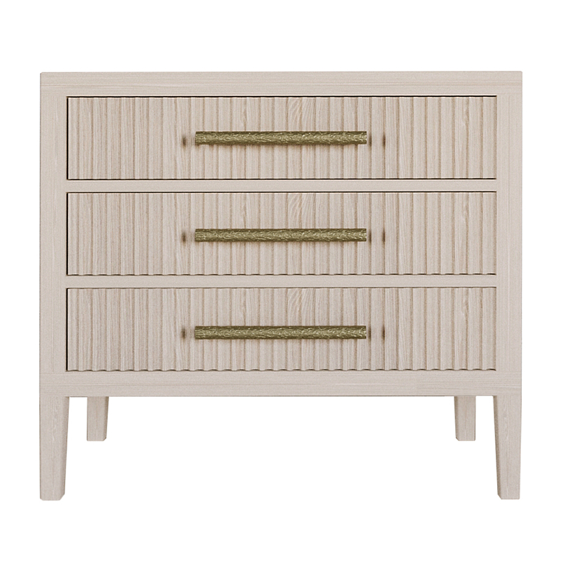 Тумба Primo  с тремя ящиками шпон Светлый дуб Древесина Золотой в Москве | Loft Concept 