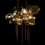 Люстра подвесная с 18-ю стеклянными плафонами с вертикальными подвесками Gilded Mirage  варинант исполнения - 8 | Loft Concept в Москве