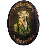 Картина в овальной раме Chinoiserie Grey Dog Portrait варинант исполнения - 1 | Loft Concept в Москве