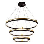 Люстра подвесная с тремя кольцами черного и золотого цвета Ring Horizontal варинант исполнения - 2 | Loft Concept в Москве