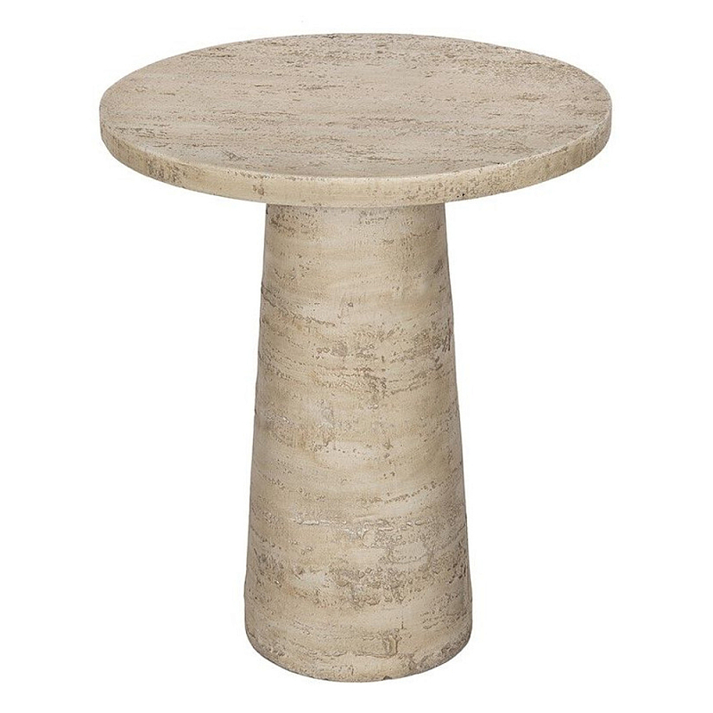 Столик приставной с круглой столешницей Textured Cream Table Кремовый в Москве | Loft Concept 