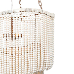Двухъярусная люстра с подвесками из круглых деревянных бусин белая White Beads Two-tier Chandelier варинант исполнения - 3 | Loft Concept в Москве