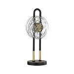 Настольная лампа черного цвета с круглым прозрачным стеклянным плафоном Virelia  варинант исполнения - 1 | Loft Concept в Москве