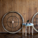 Часы настенные деревянные с римскими цифрами бронзового цвета Clock with History варинант исполнения - 2 | Loft Concept в Москве