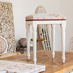 Банкетка одноместная из массива бука бежевая с растительным орнаментом Raffael Beige Floral Banquette варинант исполнения - 6 | Loft Concept в Москве