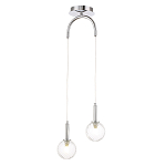 Подвесной светильник с 2-мя рельефными прозрачными плафонами из стекла и основанием цвета Хром Perforated Glass Bubbles варинант исполнения - 2 | Loft Concept в Москве