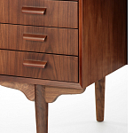 Дизайнерский письменный стол округлой формы с 4-мя ящиками и дверкой с полочками Rili варинант исполнения - 5 | Loft Concept в Москве