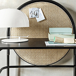 Письменный стол с круглой плетёной панелью для крепления заметок Allegory варинант исполнения - 3 | Loft Concept в Москве