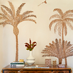 Обои с вышивкой ручной работы Deco Palms Raffia on linen варинант исполнения - 2 | Loft Concept в Москве