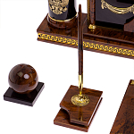 Настольный письменный набор с часами из природного камня обсидиана Royal Set варинант исполнения - 5 | Loft Concept в Москве