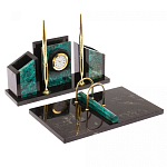 Настольный письменный набор из змеевика с часами Successful Leader варинант исполнения - 2 | Loft Concept в Москве