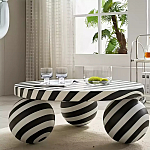 Дизайнерский журнальный стол круглый в чёрно-белую полоску Mypel варинант исполнения - 2 | Loft Concept в Москве