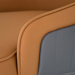 Стул оранжевый с высокой спинкой из искуственной кожи на серых металлических ножках Enigma Orange варинант исполнения - 4 | Loft Concept в Москве