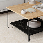 Стол журнальный с квадратной столешницей и полкой MARBO LOTUS варинант исполнения - 2 | Loft Concept в Москве