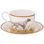 Чайная пара из фарфора с изображением собаки и уток 300 мл Hunting Porcelain Collection варинант исполнения - 1 | Loft Concept в Москве