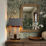 Настольная лампа с основанием из натурального камня c серым прямоугольным абажуром Lapis Tiburtinus варинант исполнения - 5 | Loft Concept в Москве