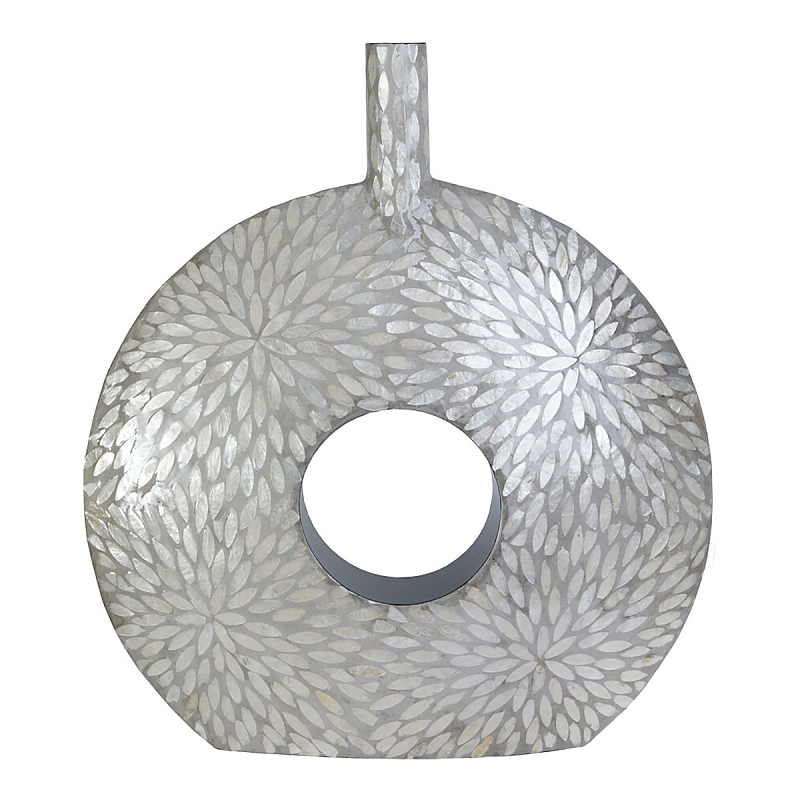 Ваза c инкрустацией Flower Grey Белый Серый Ваза c инкрустацией Flower Grey Белый Серый в Москве | Loft Concept