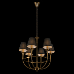 Люстра на металлическом основании бронзового цвета с 6-ю черными конусовидными абажурами Dignity варинант исполнения - 5 | Loft Concept в Москве