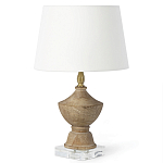 Настольная лампа деревянная с белым абажуром Wooden Table Lamp варинант исполнения - 2 | Loft Concept в Москве