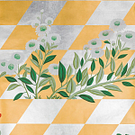 Обои ручная роспись Tiled Meadow Original colourway on Egyptian Gold gilded paper варинант исполнения - 2 | Loft Concept в Москве
