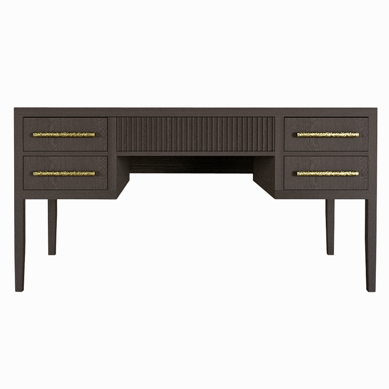 Большой Рабочий стол Primo с 5 выдвижными ящиками Темный орех Орех в Москве | Loft Concept 