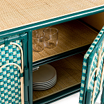 Комод для посуды из ротанга Felice Rattan Green варинант исполнения - 4 | Loft Concept в Москве