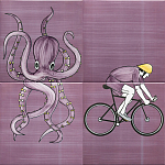 Плитка с узором Осьминог велосипедист варинант исполнения - 1 | Loft Concept в Москве