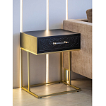 Приставной столик с резным узором на выдвижном ящике Black Table Carved Pattern варинант исполнения - 7 | Loft Concept в Москве