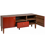 ТВ-тумба красная из массива бука с 2-мя дверками и ящиком Wenge Light варинант исполнения - 4 | Loft Concept в Москве