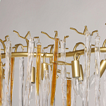 Люстра линейная золотого цвета с декоративными ветвями и длинными стеклянными подвесками в форме сосулек Droplet Chandelier варинант исполнения - 8 | Loft Concept в Москве