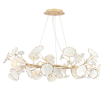 Люстра круглая с белыми лепестками из керамики и прозрачными хрустальными цветками Диаметр 82 см Wintery flovers варинант исполнения - 3 | Loft Concept в Москве