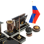 Настольный письменный набор с часами из природного камня обсидиана Peace Contract варинант исполнения - 5 | Loft Concept в Москве