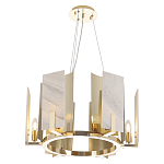 Люстра подвесная круглая с мраморными прямоугольными вставками и золотым основанием Диаметр 55 см Marble square Chandelier варинант исполнения - 1 | Loft Concept в Москве