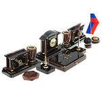 Настольный письменный набор с часами из природного камня обсидиана Peace Contract варинант исполнения - 2 | Loft Concept в Москве