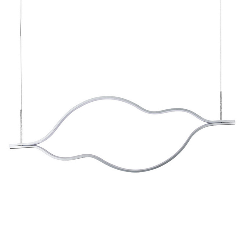 Подвесной светильник волнообразный изогнутый на двух тросах 123 см Spiral Lighting Черный Серебряный в Москве | Loft Concept 