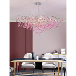 Люстра овальная с розовыми стеклянными подвесками в форме капель FAIRYTREE Light варинант исполнения - 4 | Loft Concept в Москве