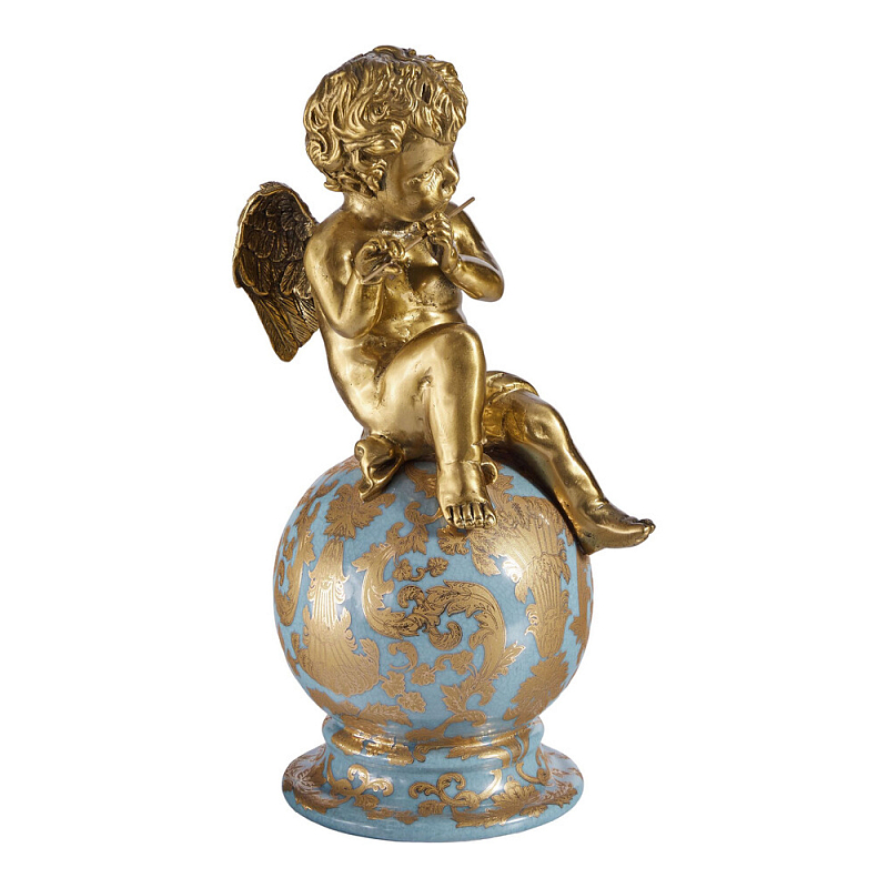 Фигурка Ангел с флейтой на шаре Seraphic Бронза Голубой в Москве | Loft Concept 