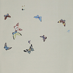 Обои ручная роспись Butterflies Icarus on Rose Shadow metallic silk варинант исполнения - 2 | Loft Concept в Москве