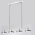 Люстра светодиодная с 4-мя круглыми прозрачными плафонами цилиндрической формы из акрила и стекла с пультом для регулировки света Glass Lamp Chromium варинант исполнения - 4 | Loft Concept в Москве