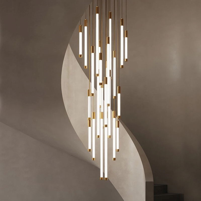 Люстра в современном стиле с 30-ю каскадными светодиодными лампами Golden LED Rain Золотой Белый Люстра в современном стиле с 30-ю каскадными светодиодными лампами Golden LED Rain Золотой Белый в Москве | Loft Concept