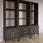 Модульный стеллаж Primo из трех составных элементов Темный орех варинант исполнения - 3 | Loft Concept в Москве