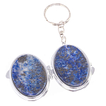 Зеркало брелок карманное двухстороннее из натурального камня Лазурит Stone Mirrors варинант исполнения - 2 | Loft Concept в Москве