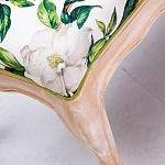 Банкетка из натурального бука золотистая с изображением птиц и цветов Blooming Birds варинант исполнения - 2 | Loft Concept в Москве