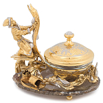 Икорница с декором "Емеля" с гравировкой на подставке из натурального камня Агат Decorative Cavair Dishes варинант исполнения - 1 | Loft Concept в Москве