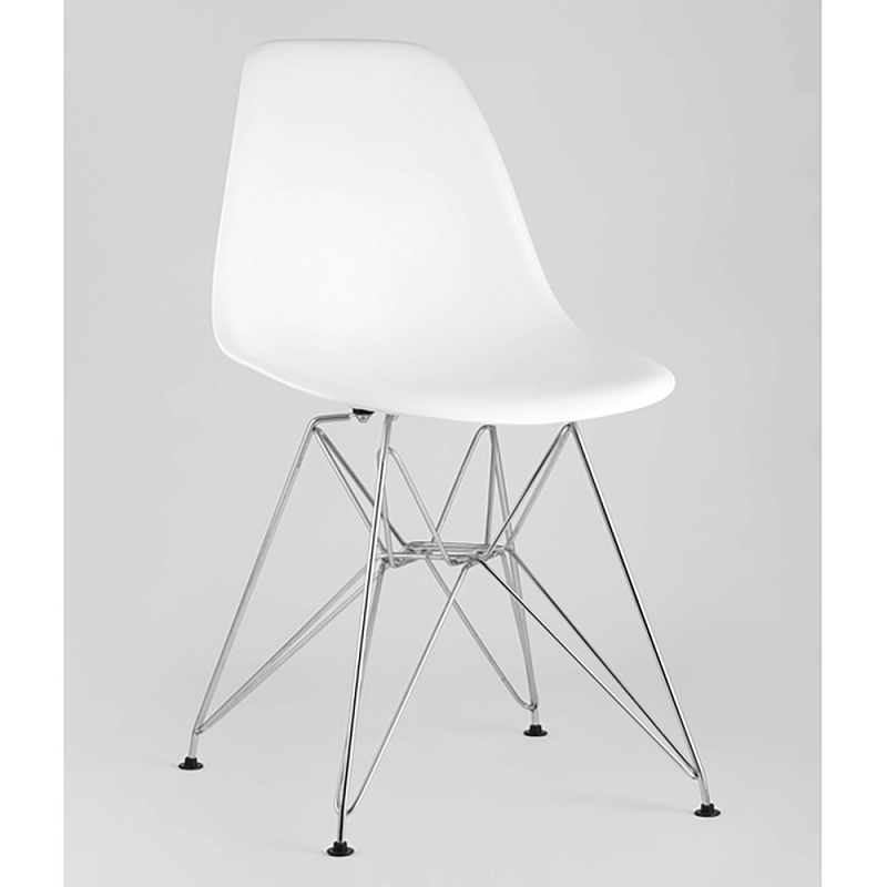 Стул Eames DSR White Белый Серебряный в Москве | Loft Concept 