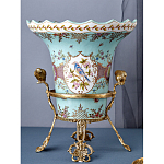 Ваза из голубого фарфора с рисунком птиц и цветов и декоративными элементами Blue Garden варинант исполнения - 7 | Loft Concept в Москве