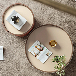 Круглый кофейный стол Baxter Leather Coffee Table варинант исполнения - 3 | Loft Concept в Москве