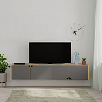 ТВ-тумба подвесная цвета древесины с 4-мя темно-серыми дверцами SPARK TV STAND OAK ANTHRACITE варинант исполнения - 1 | Loft Concept в Москве