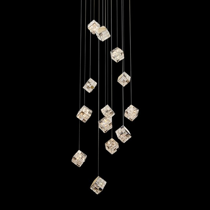 Люстра каскадная с мозаичным хрустальным оформлением Sparks of Crystal Прозрачный Хром Золотой Люстра каскадная с мозаичным хрустальным оформлением Sparks of Crystal Прозрачный Хром Золотой в Москве | Loft Concept